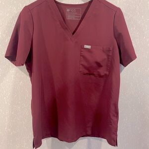 burgundy FIGS Catarina One-Pocket Scrub Top